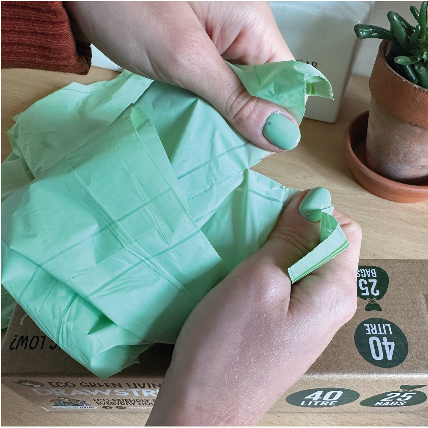 Compostable Drawstring Bin Bags | 40 Litre (25 bags)
