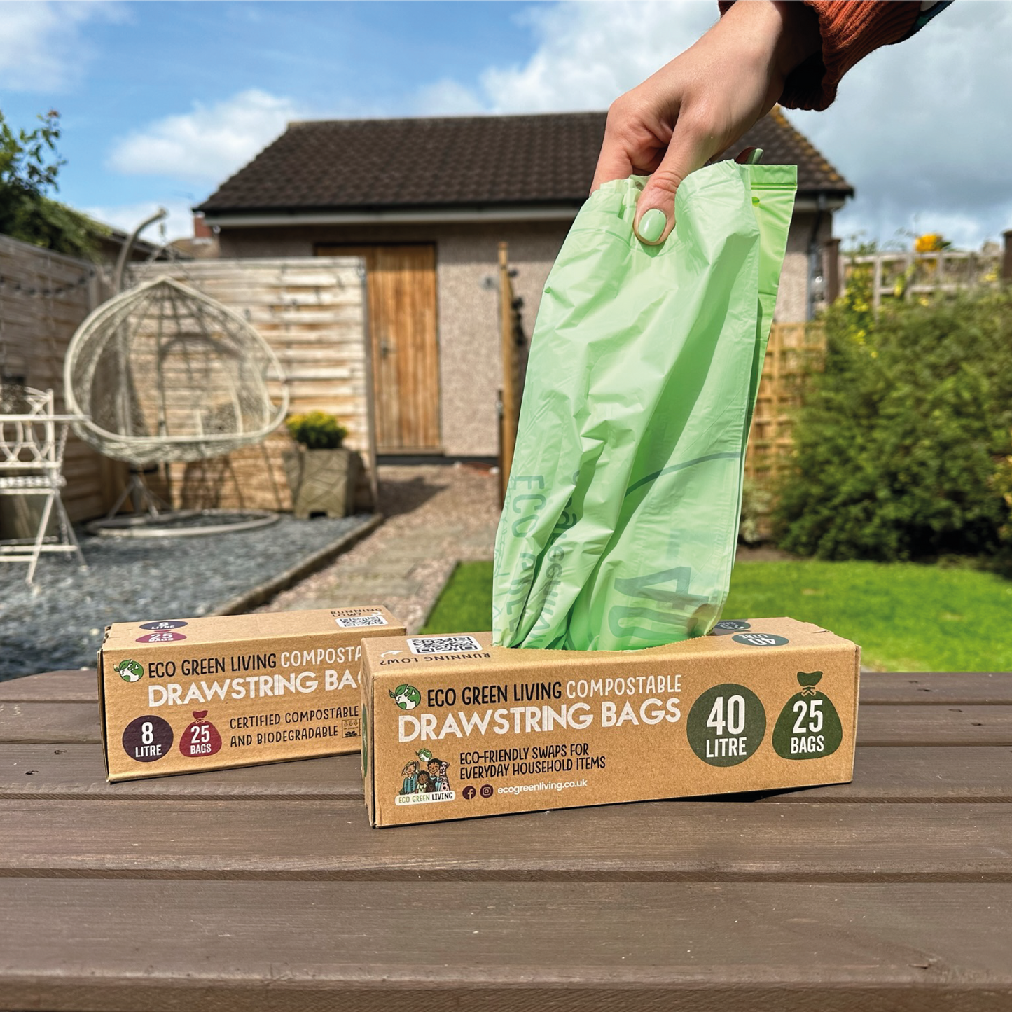Compostable Drawstring Bin Bags | 40 Litre (25 bags)