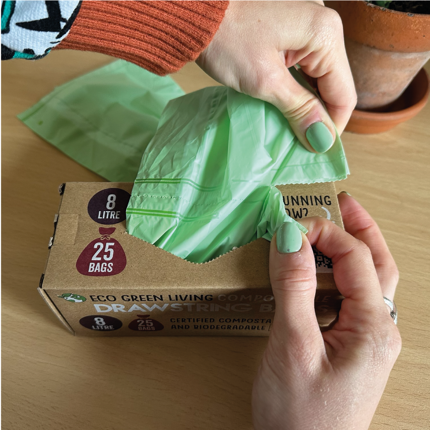 Compostable Drawstring Bin Bags | 8 Litre (25 bags)