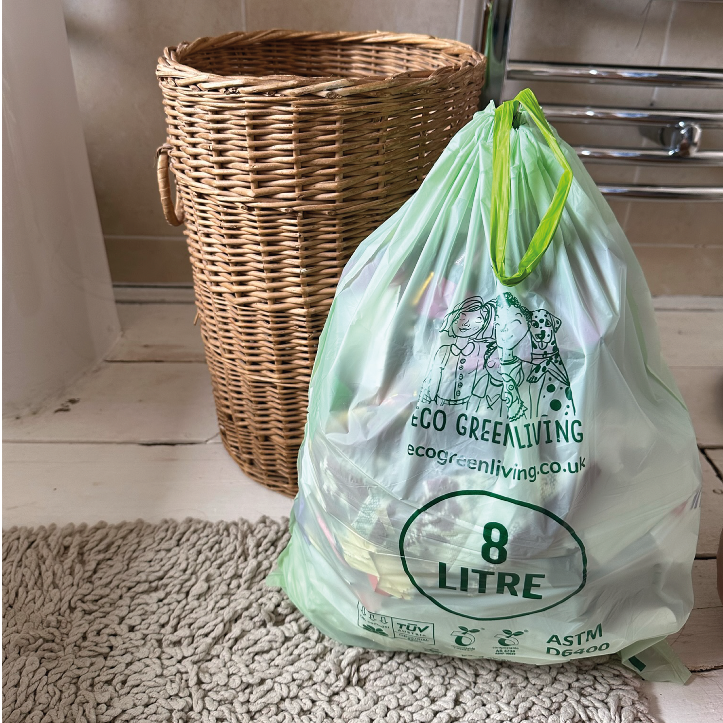 Compostable Drawstring Bin Bags | 8 Litre (25 bags)