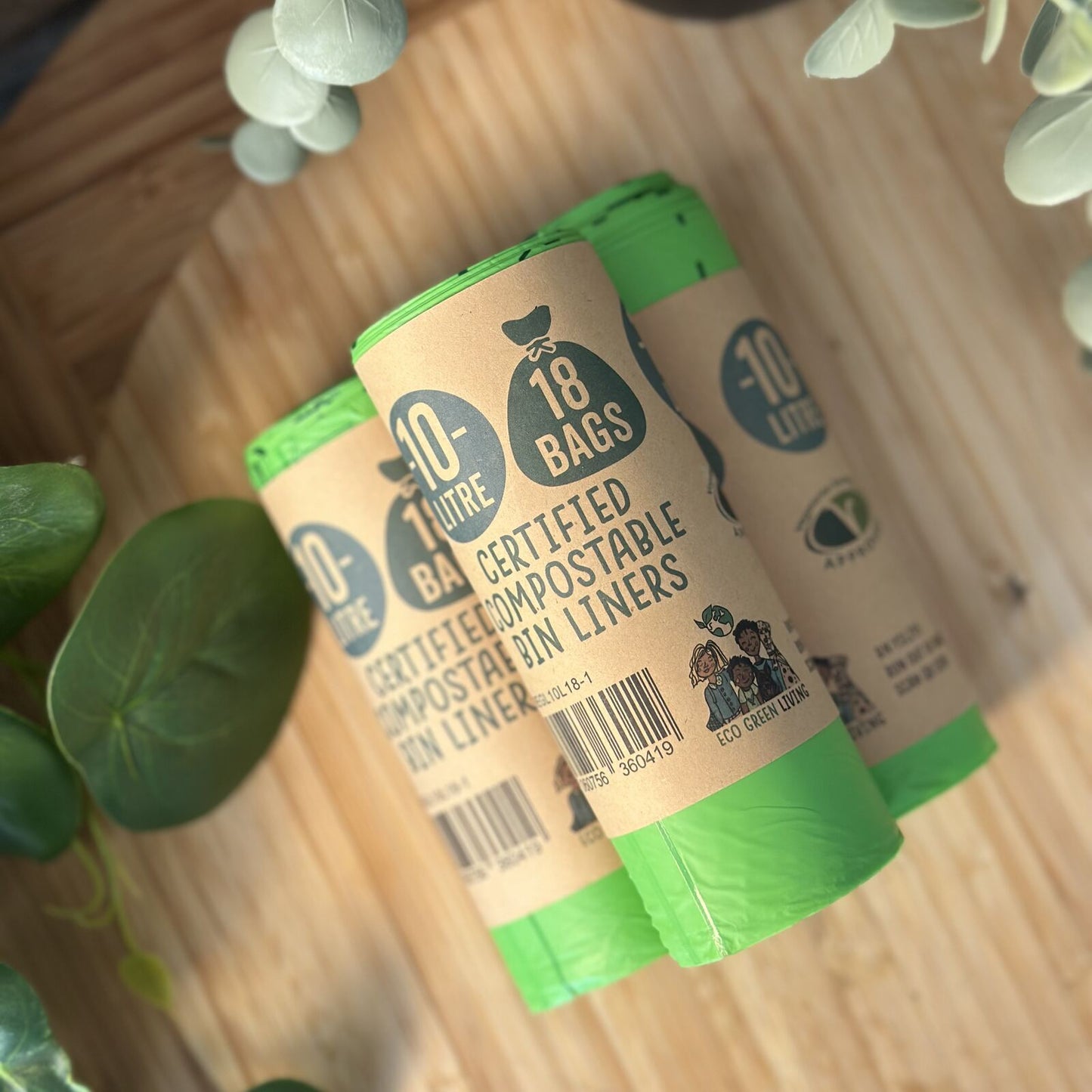 10L Compostable Waste Bags | 1 Roll of 18 Bags | Eco Green Living