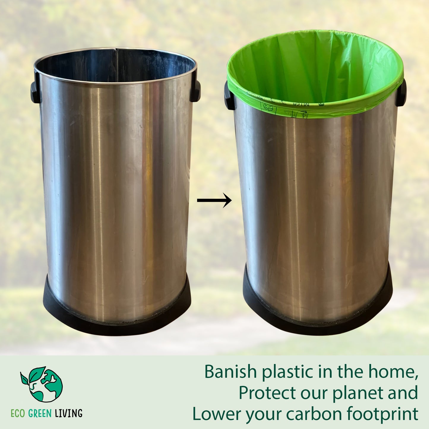 60 Litre Compostable Bin Liners for Large Kitchen Bin, 4 Rolls of 10 Bags by Eco Green Living