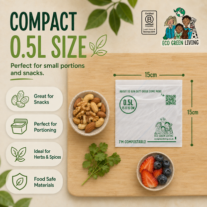 Compostable Resealable Bags Small  | 0.5 Litre (25 bags)