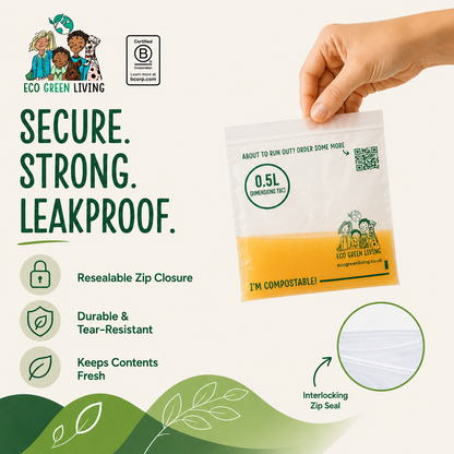 Compostable Resealable Bags Small  | 0.5 Litre (25 bags)
