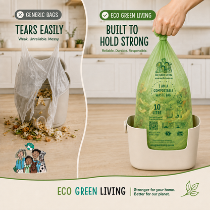 10L Compostable Waste Bags | 1 Roll of 18 Bags | Eco Green Living