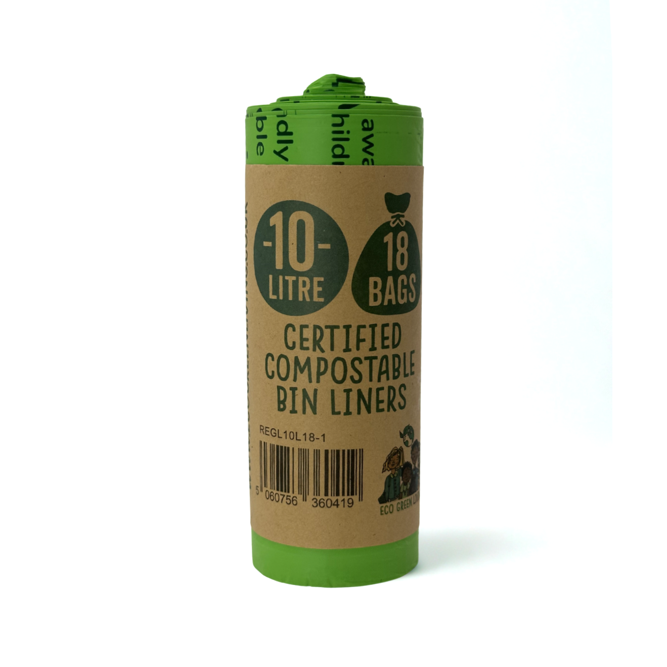 10L Compostable Waste Bags | 1 Roll of 18 Bags | Eco Green Living
