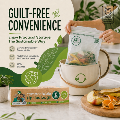 Compostable Resealable Bags Large  | 2.5 Litre (15 bags)