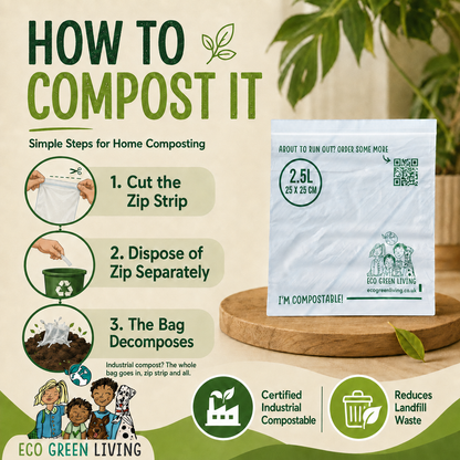 Compostable Resealable Bags Large  | 2.5 Litre (15 bags)