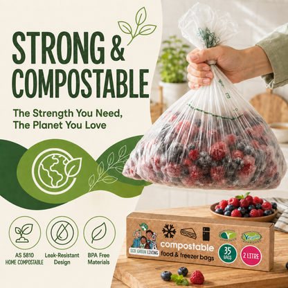 2 Litre Certified Compostable Food & Freezer Bags (35 bags)