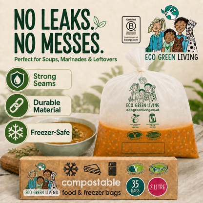 2 Litre Certified Compostable Food & Freezer Bags (35 bags)