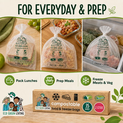2 Litre Certified Compostable Food & Freezer Bags (35 bags)