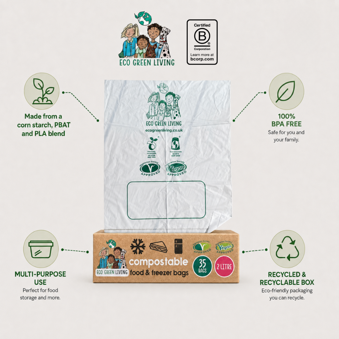 2 Litre Certified Compostable Food & Freezer Bags (35 bags)