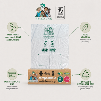 2 Litre Certified Compostable Food & Freezer Bags (35 bags)