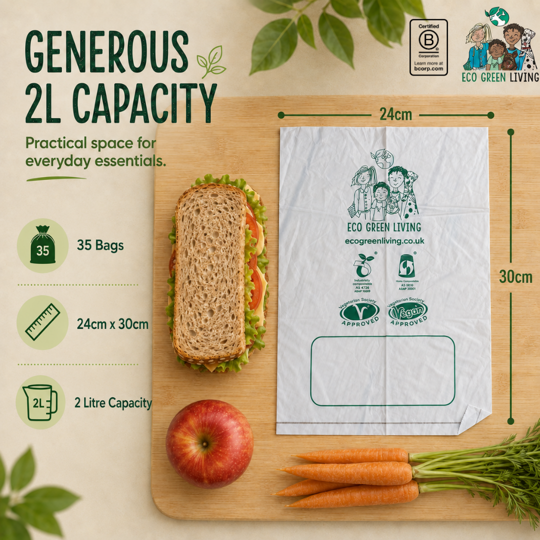 2 Litre Certified Compostable Food & Freezer Bags (35 bags)