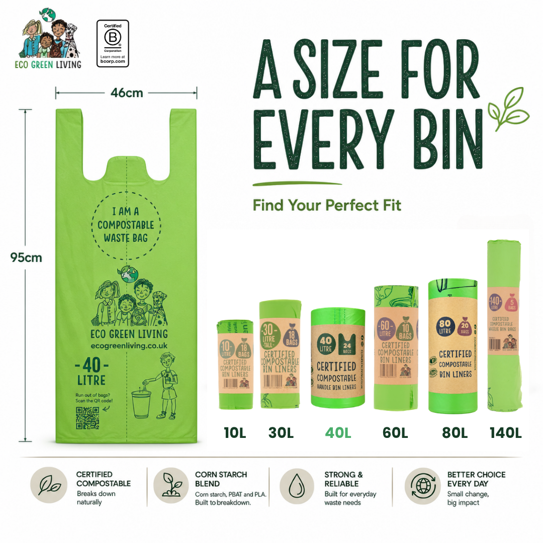 40L Bin Bags | 1 Roll of 24 Bags | Eco Green Living