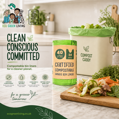 40L Bin Bags | 1 Roll of 24 Bags | Eco Green Living