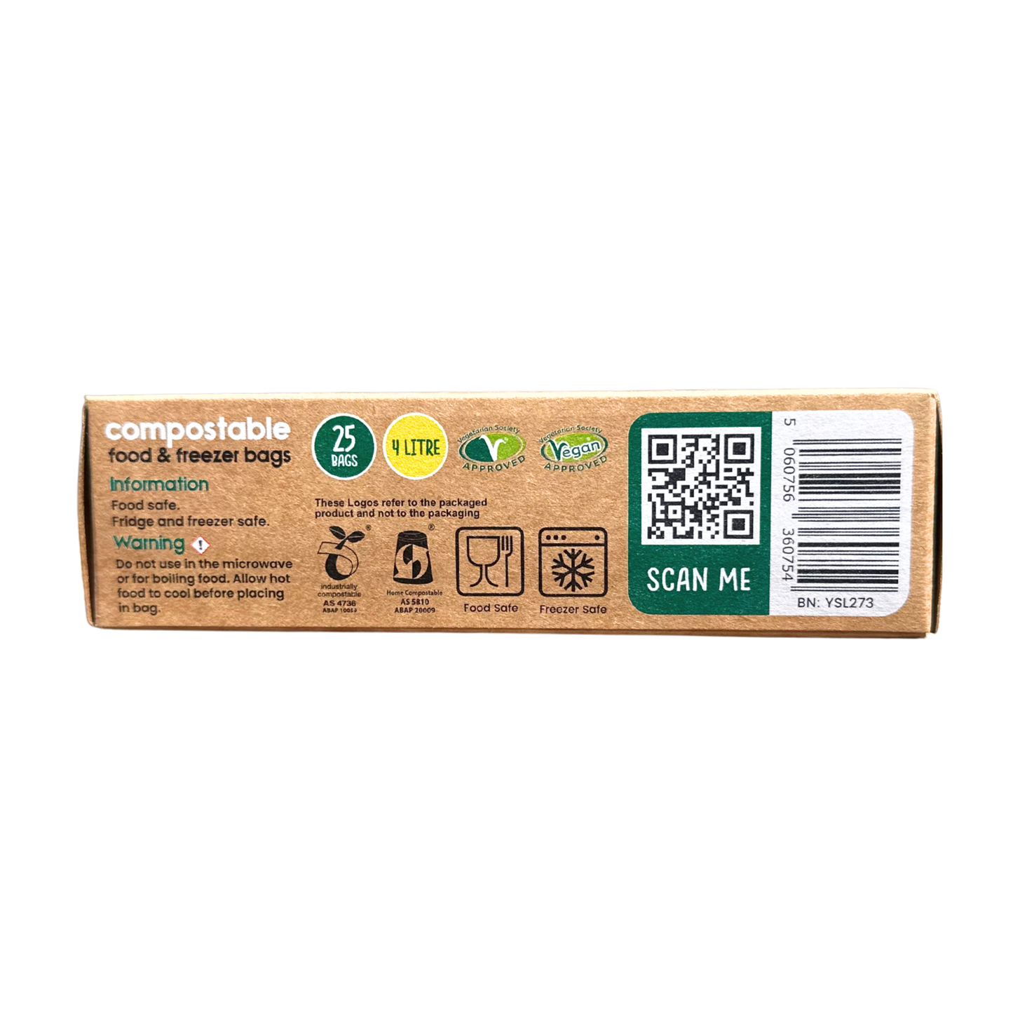 4 Litre Certified Compostable Food & Freezer Bags (25 bags)
