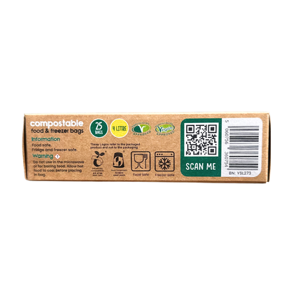 4 Litre Certified Compostable Food & Freezer Bags (25 bags)