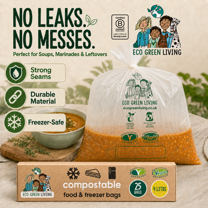 4 Litre Certified Compostable Food & Freezer Bags (25 bags)