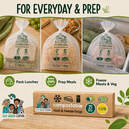 4 Litre Certified Compostable Food & Freezer Bags (25 bags)