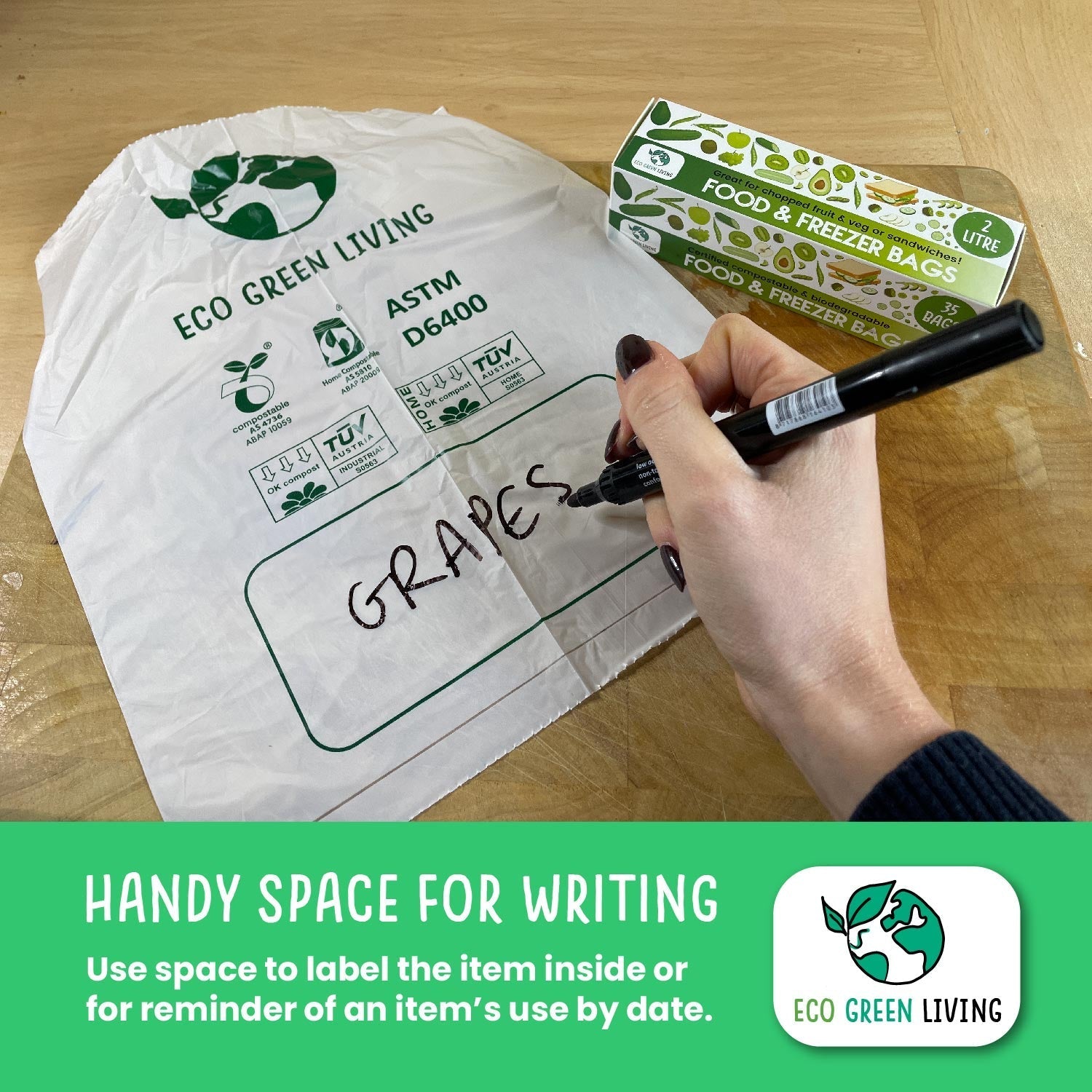 6 Litre Certified Compostable Food & Freezer Bags (20 bags) - EcoGreenBusiness