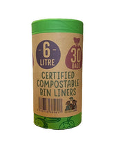 Load image into Gallery viewer, 6 Litre Compostable Caddy Bags | 1 roll of 30 bags - EcoGreenBusiness
