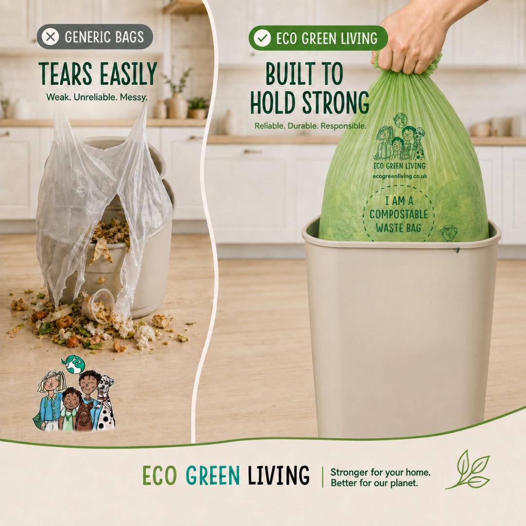 60L Compostable Waste Bags | 1 Roll of 10 Bags | Eco Green Living