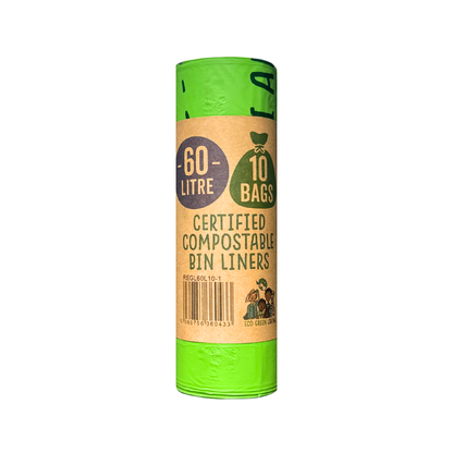 60L Compostable Waste Bags | 1 Roll of 10 Bags | Eco Green Living