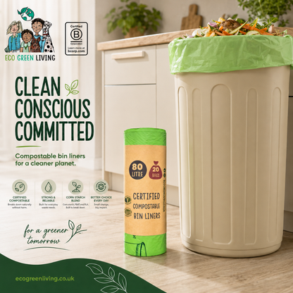 80L Bin Liners | 1 Roll of 20 Bags | Eco Green Living