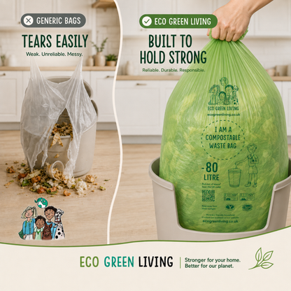 80L Bin Liners | 1 Roll of 20 Bags | Eco Green Living