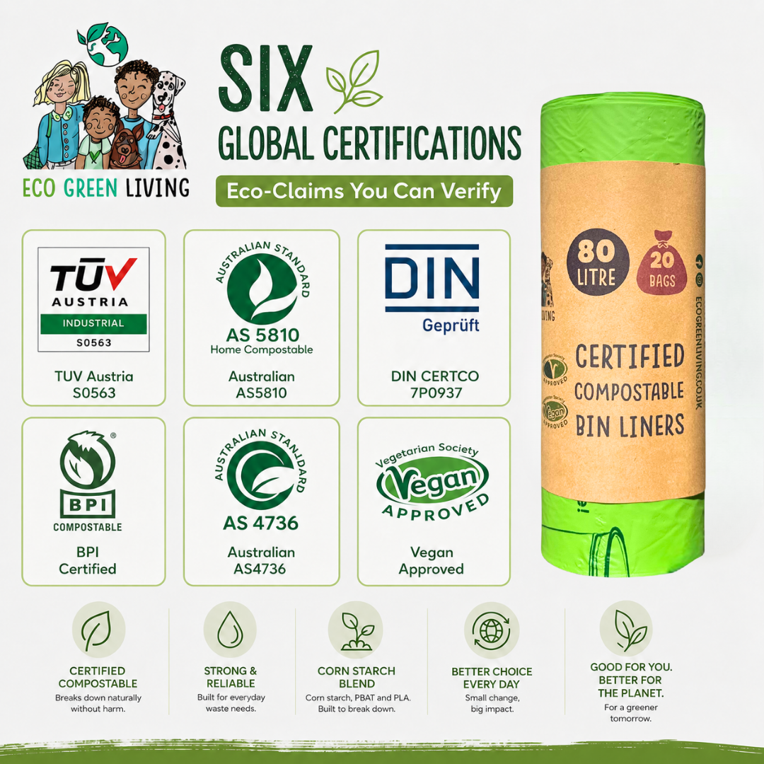 80L Bin Liners | 1 Roll of 20 Bags | Eco Green Living