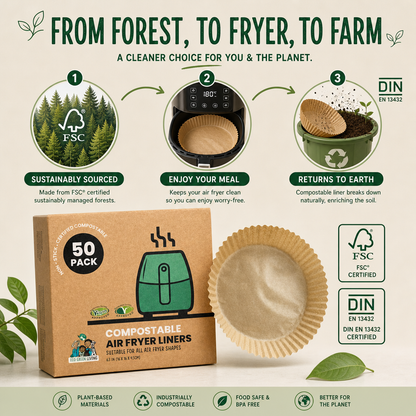 Air Fryer Liners 50 Papers, suitable for all air fryers.