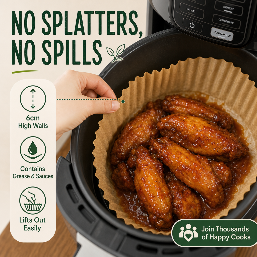Air Fryer Liners 50 Papers, suitable for all air fryers.