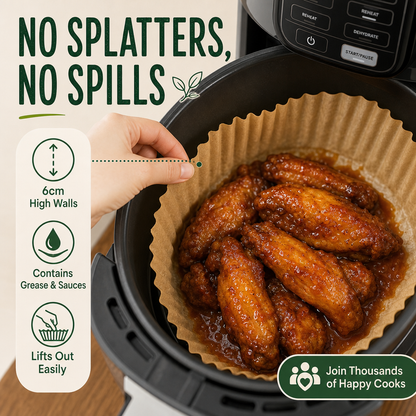Air Fryer Liners 50 Papers, suitable for all air fryers.