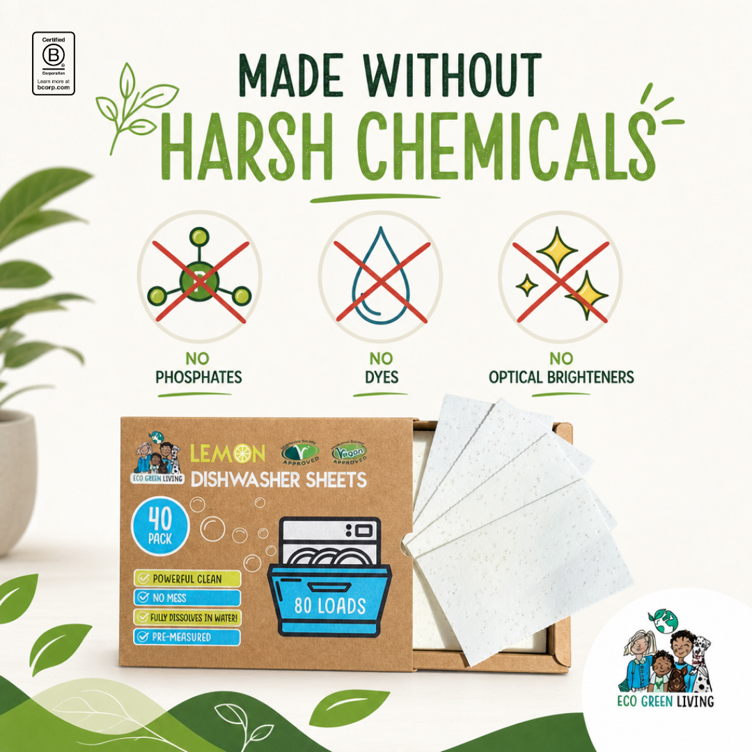 Eco Green Living Dishwasher Sheets – Lemon Scent | 40 Sheets