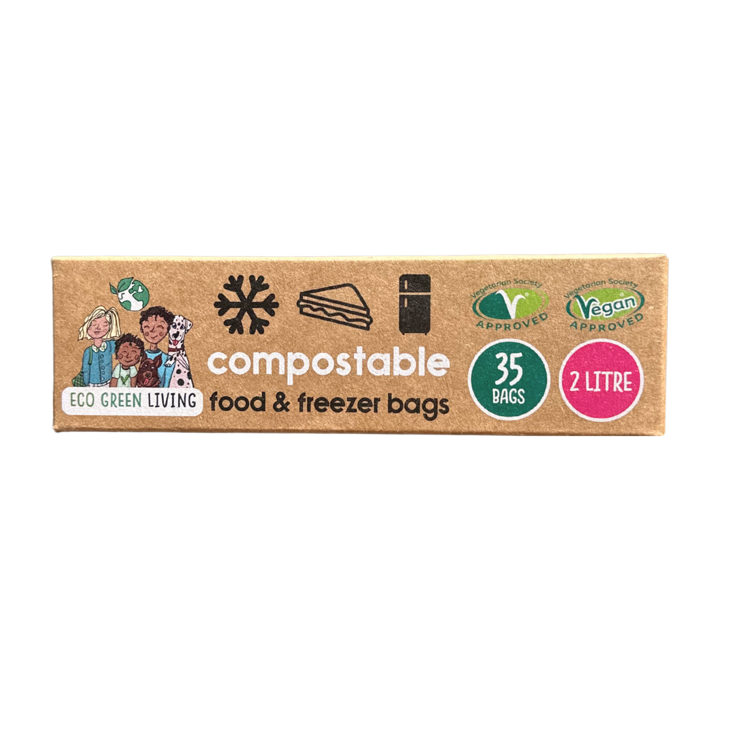 2 Litre Certified Compostable Food & Freezer Bags (35 bags)