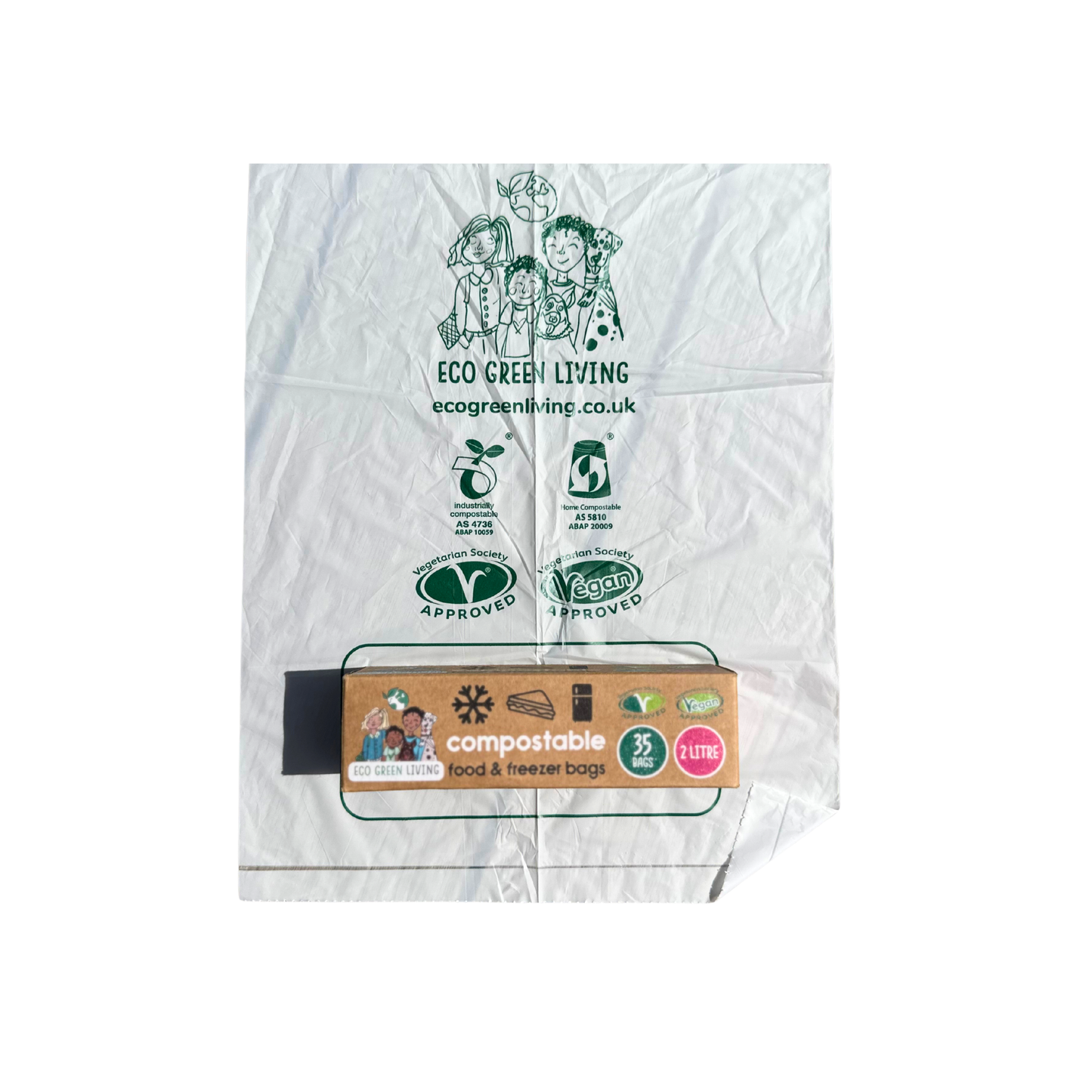 2 Litre Certified Compostable Food & Freezer Bags (35 bags)