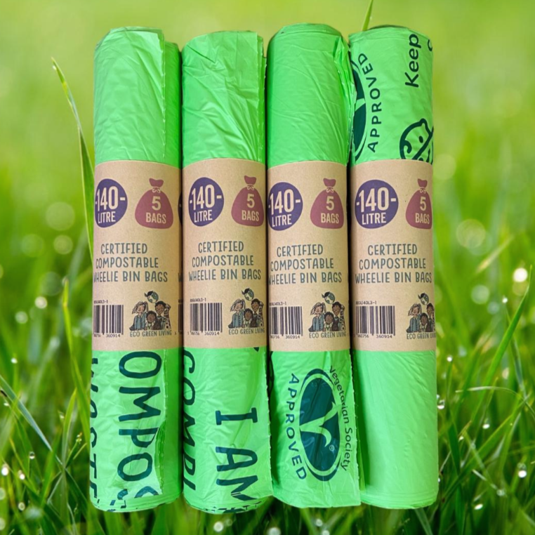 140L Compostable Waste Bags | 1 Roll of 5 Bags | Eco Green Living