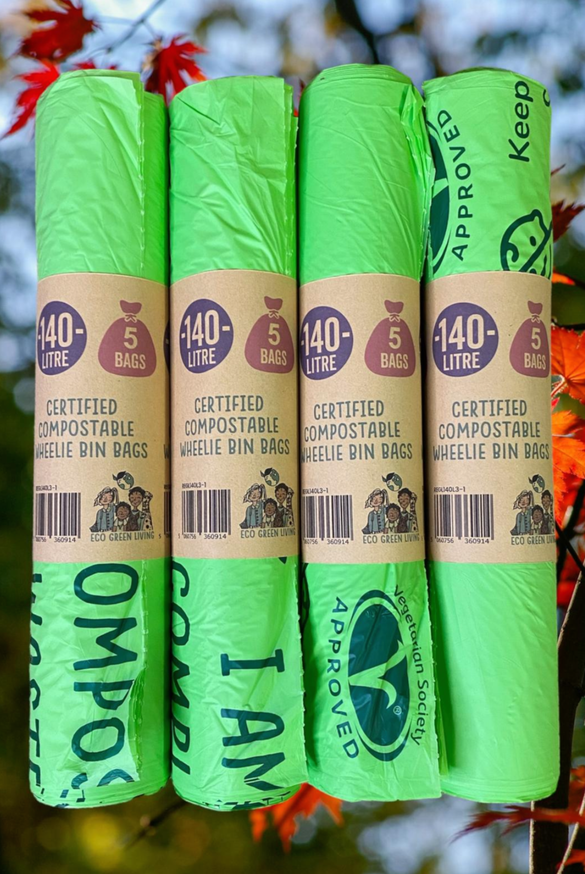 140L Compostable Waste Bags | 1 Roll of 5 Bags | Eco Green Living