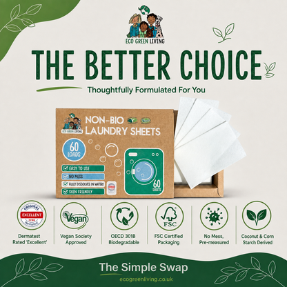 Non-Bio Laundry Detergent Sheets x 60 (Fragrance-Free) Eco Green Living