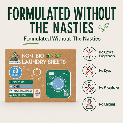 Non-Bio Laundry Detergent Sheets x 60 (Fragrance-Free) Eco Green Living
