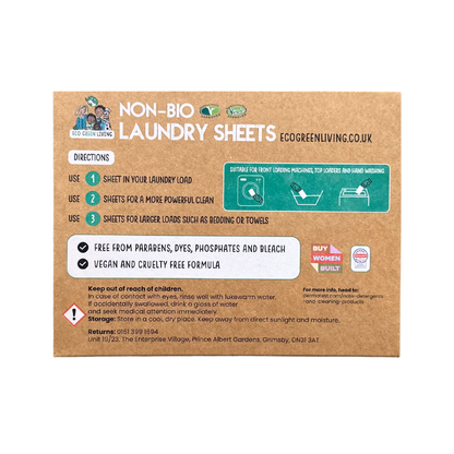 Non-Bio Laundry Detergent Sheets x 60 (Fragrance-Free) Eco Green Living