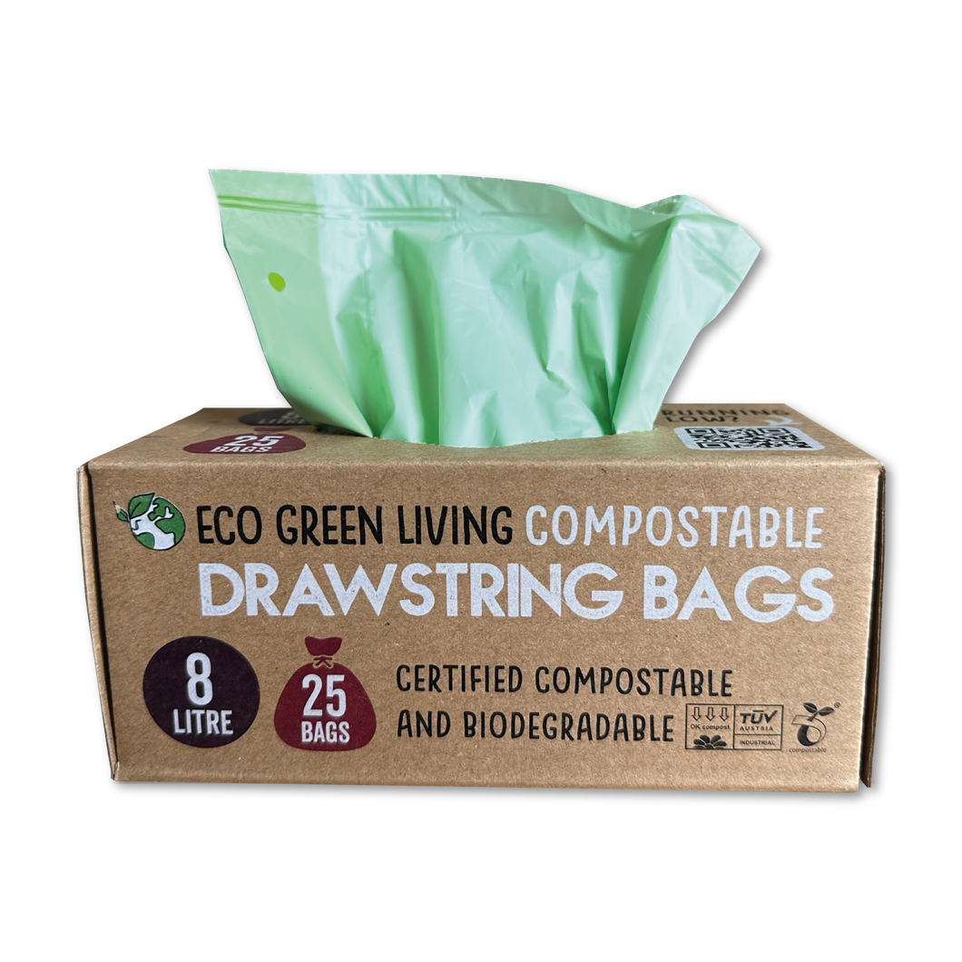 Compostable Drawstring Bin Bags | 8 Litre (25 bags)