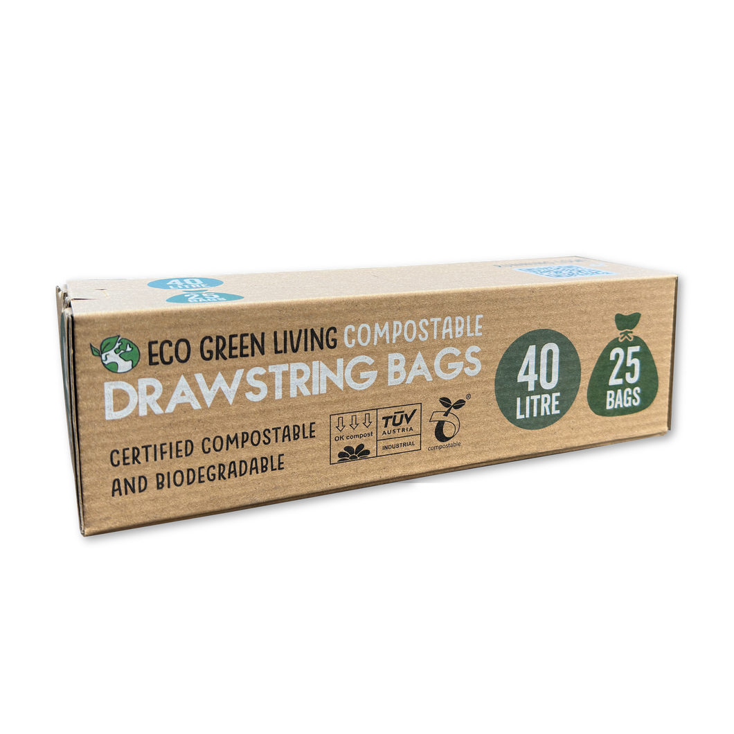 Compostable Drawstring Bin Bags | 40 Litre (25 bags)