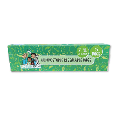 Compostable Resealable Bags Large | 2.5 Litre (15 bags) - EcoGreenBusiness