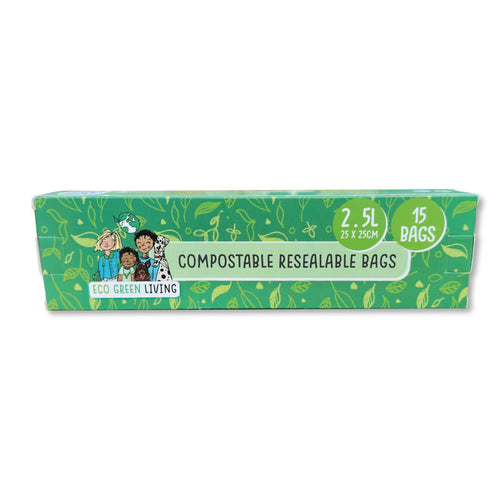 Compostable Resealable Bags Large | 2.5 Litre (15 bags) - EcoGreenBusiness