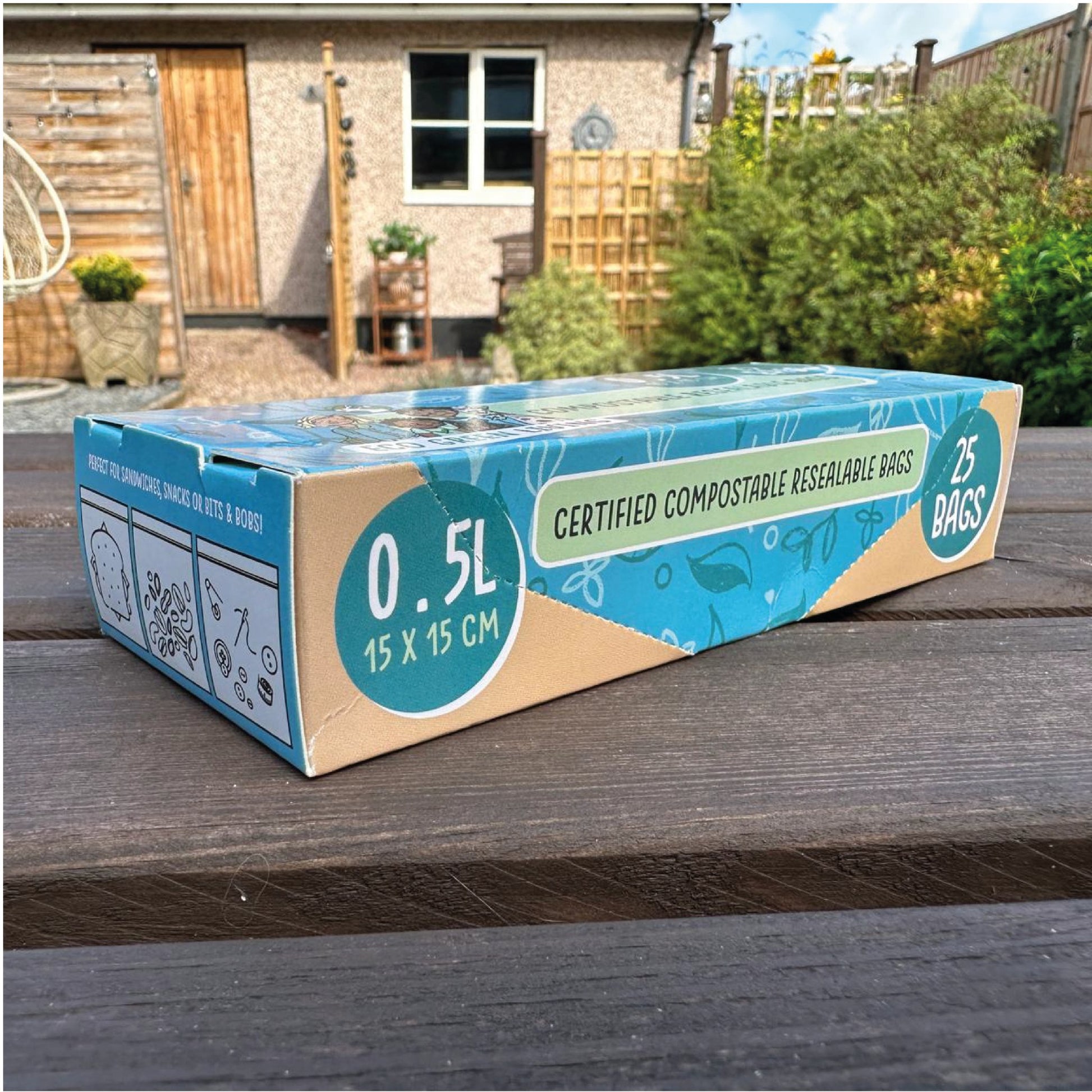 Compostable Resealable Bags Small | 0.5 Litre (25 bags) - EcoGreenBusiness