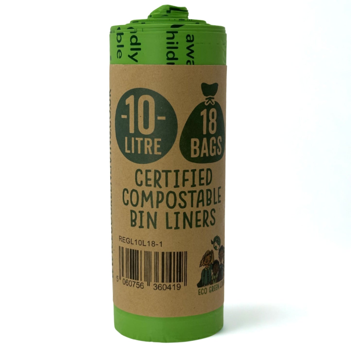 10L Compostable Waste Bags | 1 Roll of 18 Bags | Eco Green Living