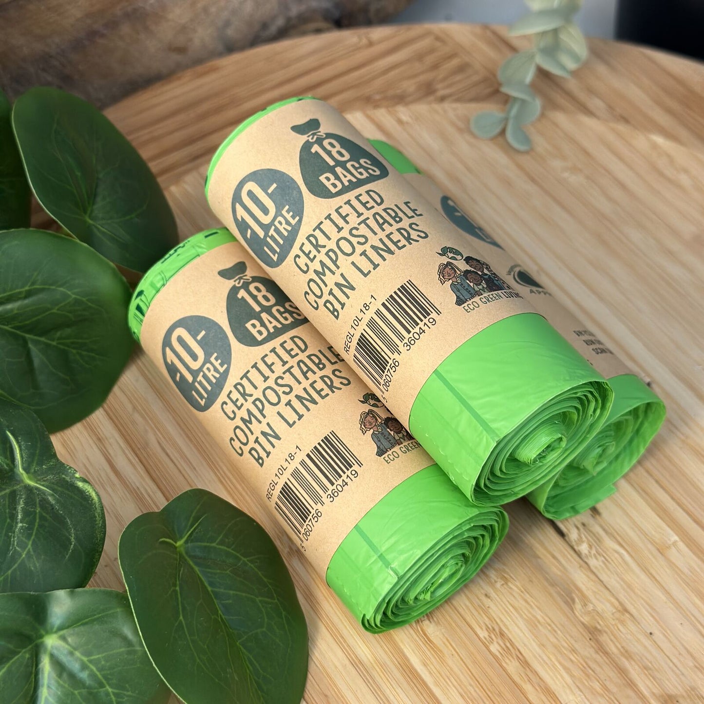 10L Compostable Waste Bags | 1 Roll of 18 Bags | Eco Green Living