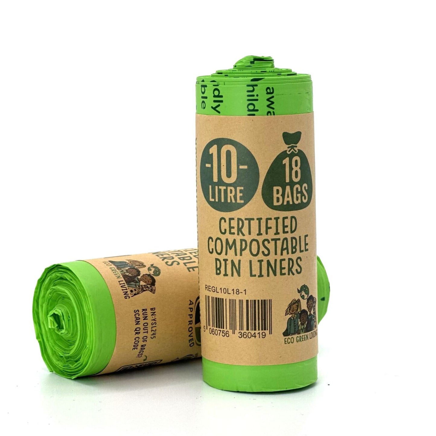 10L Compostable Waste Bags | 1 Roll of 18 Bags | Eco Green Living